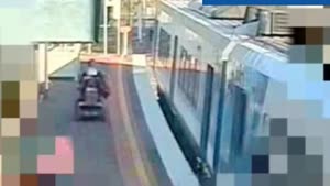 Mobility Scooter Tries To Board Train