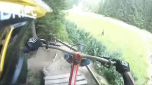 Downhill Biker Misses Turn