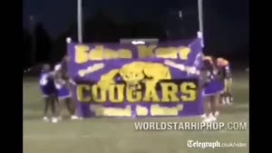 Football Team Runs Over Cheerleader