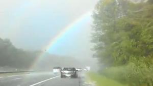 Full Rainbow During Ice-Storm