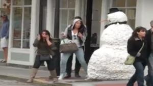 Scary Snowman Scares People Shitless