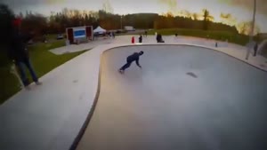 Skater Hits Helicopter Camera