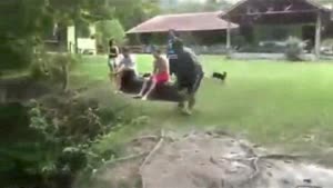 Fat Kid Creek Jump Fail