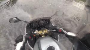 Motorcycle Gets Unexpected Wash