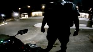 Douchebag Biker Provokes Security Guard