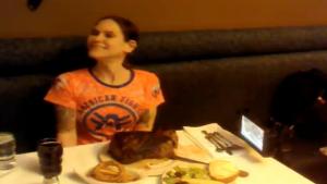 Woman Devouring 72 oz Steak