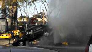 Broken Fire Valve Lifts Up Car