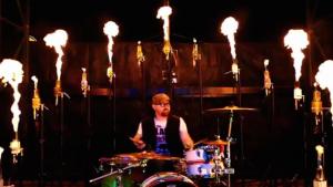Drummer Playing With Fire