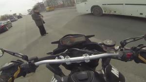 Biker Helps Elderly Man Cross The Road