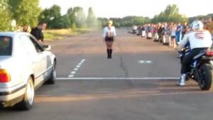 Motorcyclist Loses To Car In Drag Race