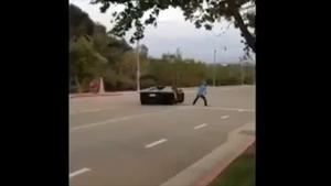 Throwing Rock At Lamborghini Aventador