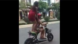 Girls Crash On Scooter