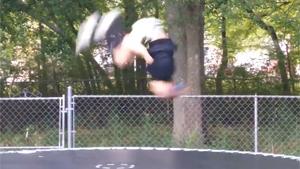 Girl Gets Head Stuck In Trampoline