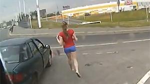 Suicidal Girl Crossing Highway