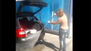 Dumb Wife Thoroughly Washing Car