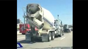 Cement Truck Pushing Car Along