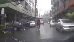 Cycling With An Umbrella Ends In Crash