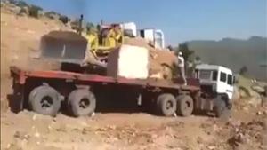 Stone Block Destroys Truck