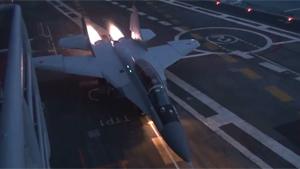 Fighter Jet Takes Off From Aircraft Carrier