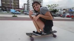 Cute Girl Dancing On Longboard