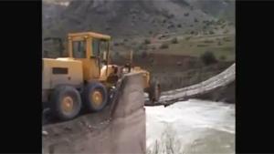 Crossing Rope Bridge With A Tractor