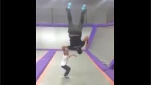 Kid Almost Crushed On Trampoline