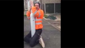 Leg Locked On Lamppost