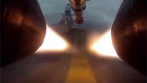 Fighter Plane Takes Off Aircraft Carrier