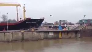 Ship Crashes Into Sluice