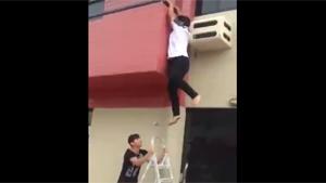 Climbing Down Balcony Goes Wrong