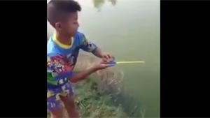 Catching Fish With Toy Fishing Pole