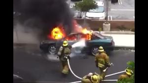 Airbag Explosion In Car Fire