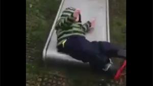 Kid Launched From Wet Slide