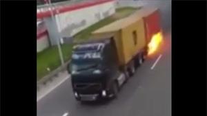 Truck Driving While On Fire