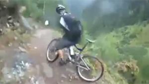 Mountain Biker Takes A Shortcut