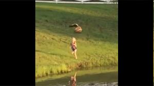 Girl Chasing Goose