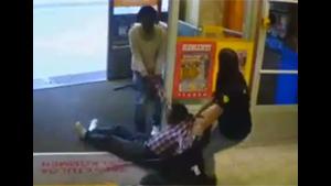 Female Security Guard Holds Shoplifter