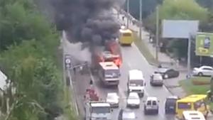 Burning Trolleybus On The Run