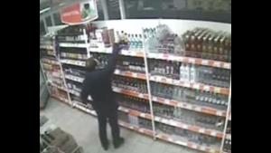 Liquor Thief Takes Himself Out