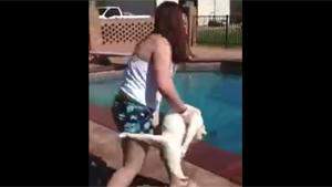 Girl Throws Cat In Pool