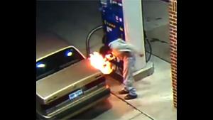 Idiot Sets Gas Station On Fire