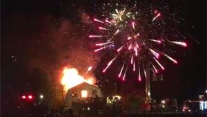 Fireworks Go Off In Burning House