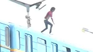 Insane Jump From Train Surfer