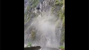 Rock Avalanche Buries Road