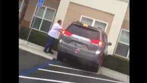 Crazy Driver Creates Havoc On Parking Lot