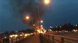 Car Catches Fire On Highway