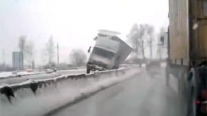 Truck Takes Corner Way Too Fast