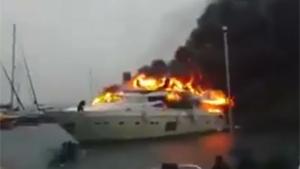 Raging Fire Destroys Motor Yacht