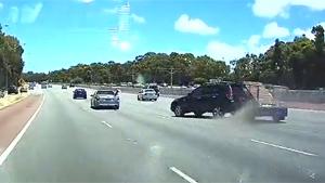 Car Towing Trailer Loses Control