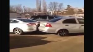 Crazy Lady Creates Havoc On Parking Lot